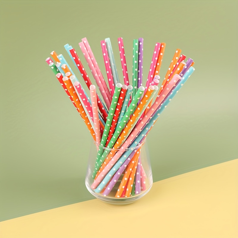 Paper Straw Color - 100 pajitas de papel desechables de