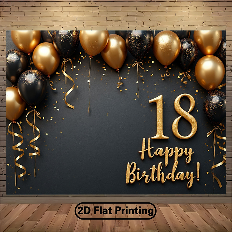 Party Banner Gold - Banner de Fondo con Globos Negros