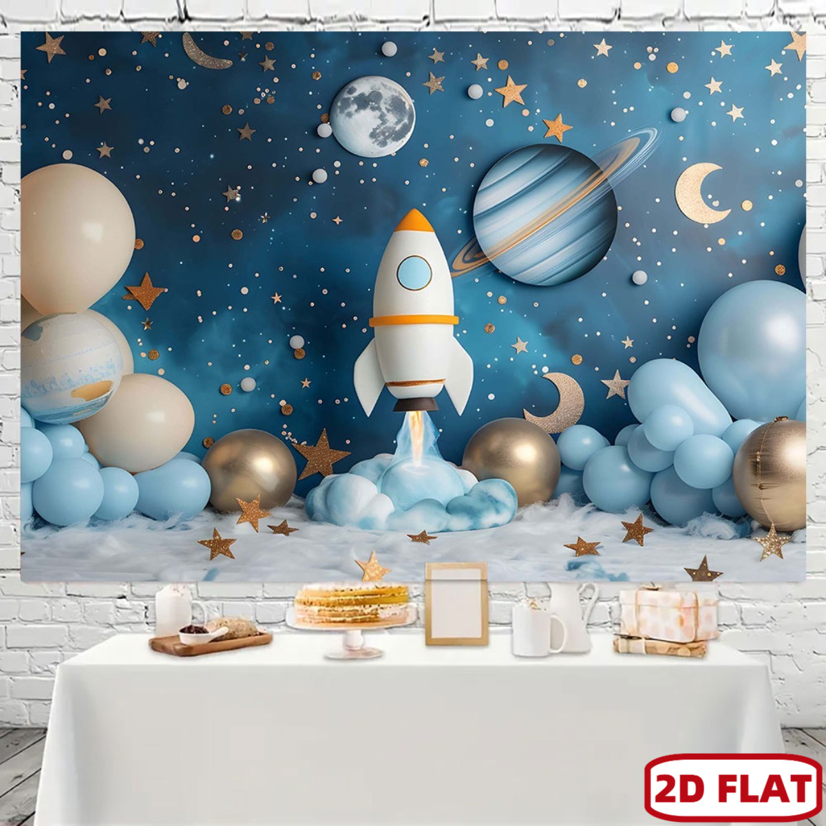 Event Launch Party - Banner de fiesta temática espacial plano