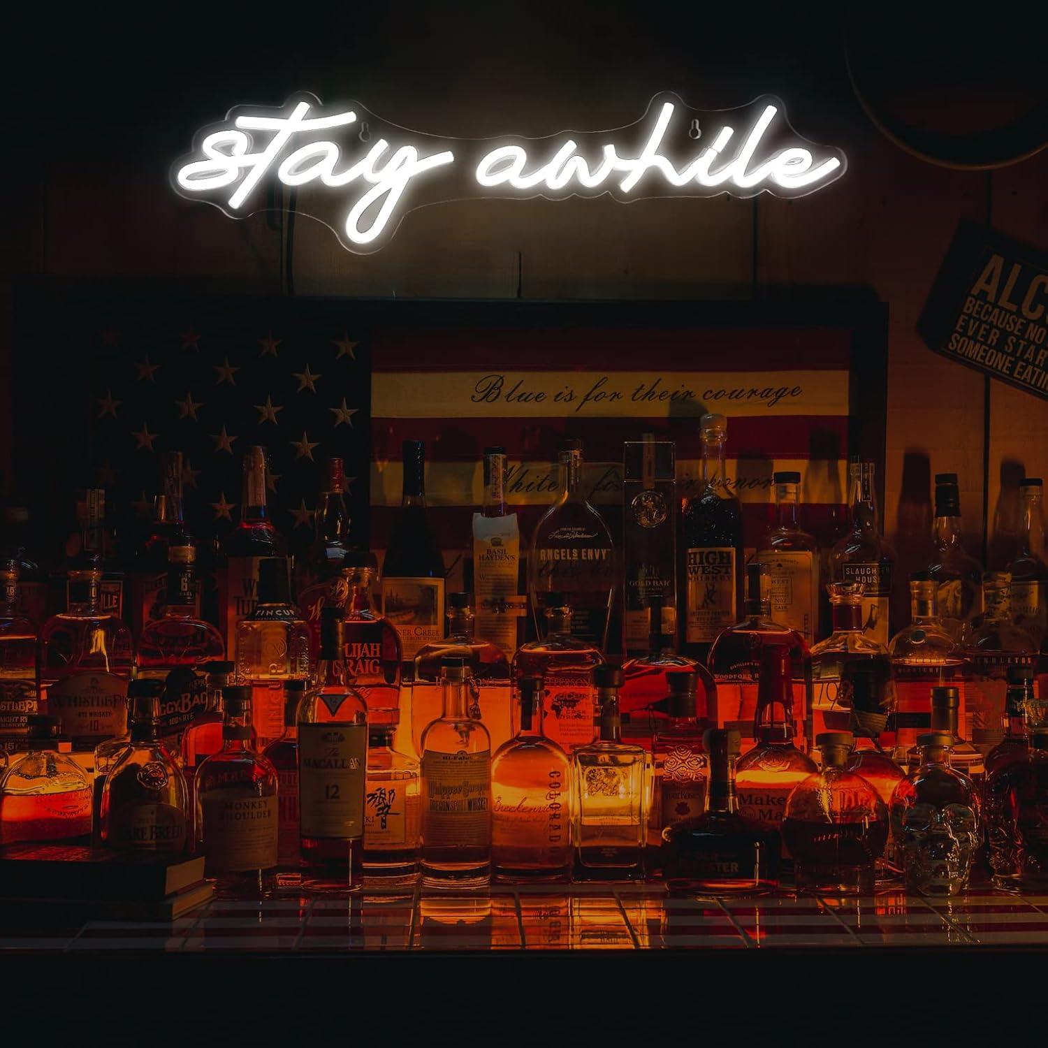 Letreros de Neón 'Stay Awhile' - Neon Sign Party reseña y precio