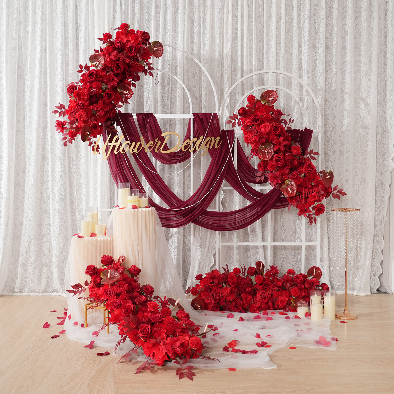 Uflower fila de flores rojas a - Flower Wall Panel reseña y precio