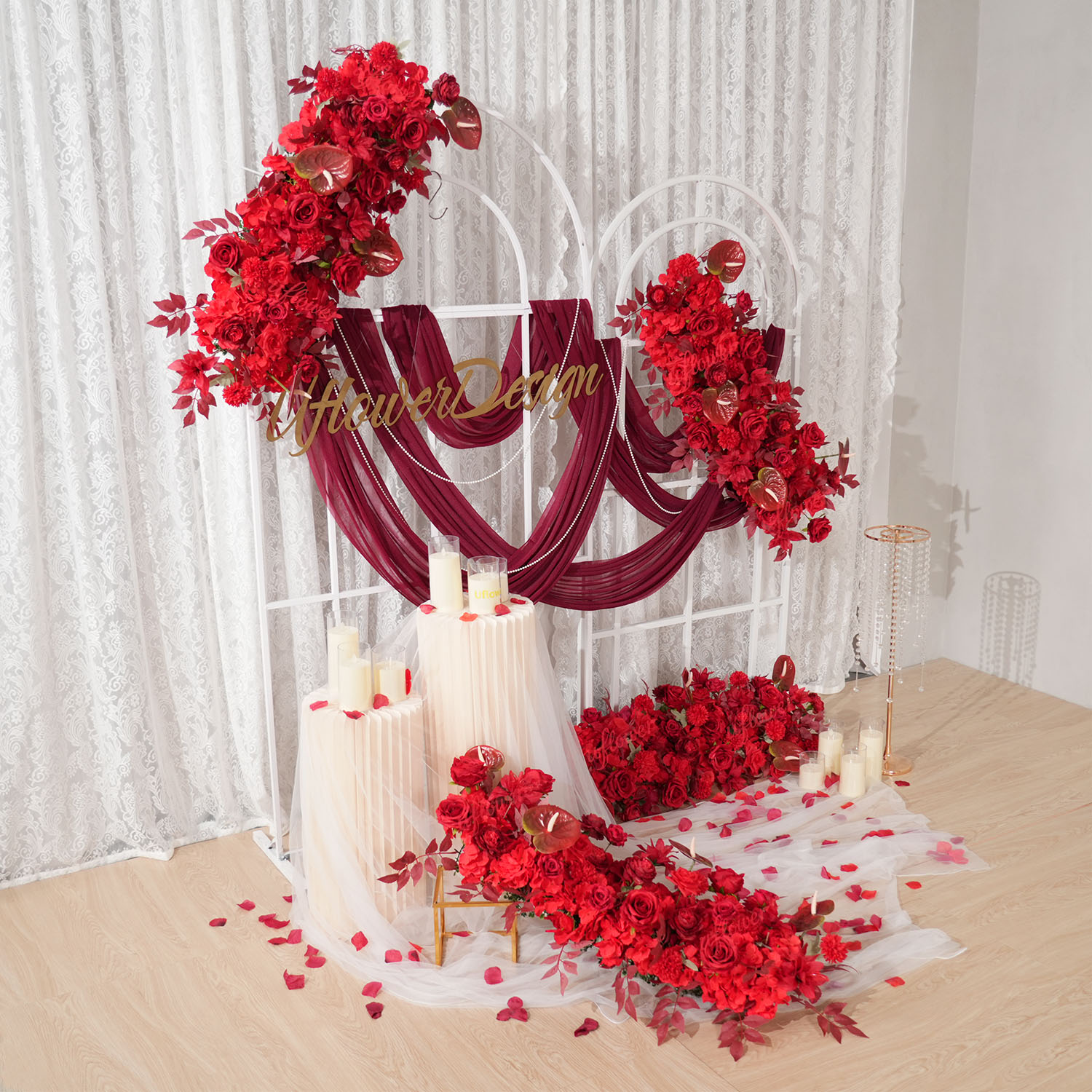 Uflower fila de flores rojas a - Flower Wall Panel reseña y precio