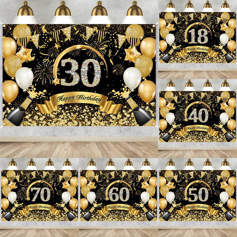 Feliz 30 40 50 cumpleaños panc - Party Banner Gold reseña y precio
